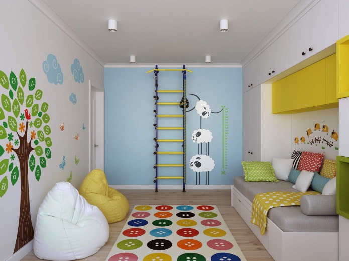 habitación infantil con una pared sueca