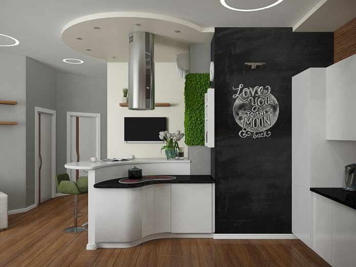 cocina en un proyecto de diseño de interiores de apartamento