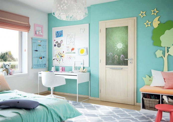 Habitación infantil en colores turquesa para niña