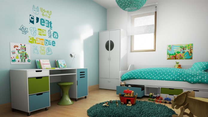 Habitación infantil turquesa para niño