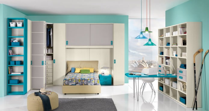 Habitación infantil turquesa para niño