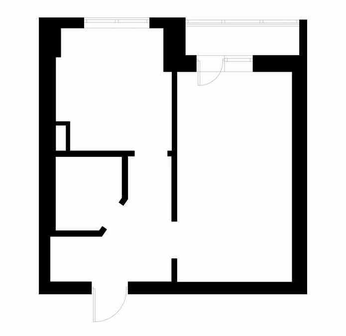 layout ng isang silid na apartment 39 sq. m