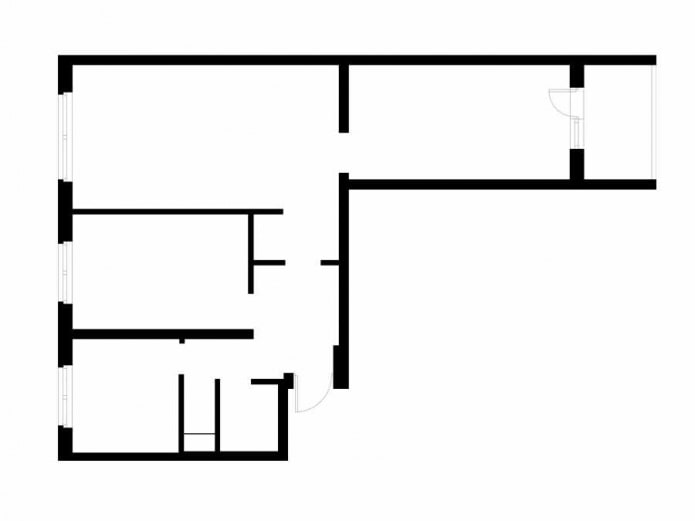 El diseño de un apartamento de tres habitaciones es de 60 metros cuadrados. m. en una casa de tipo II-49