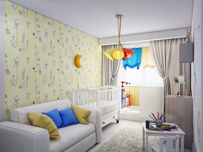 habitación de los niños combinada con una logia