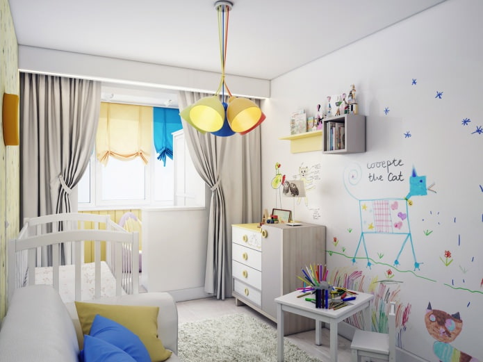 habitación de los niños combinada con una logia