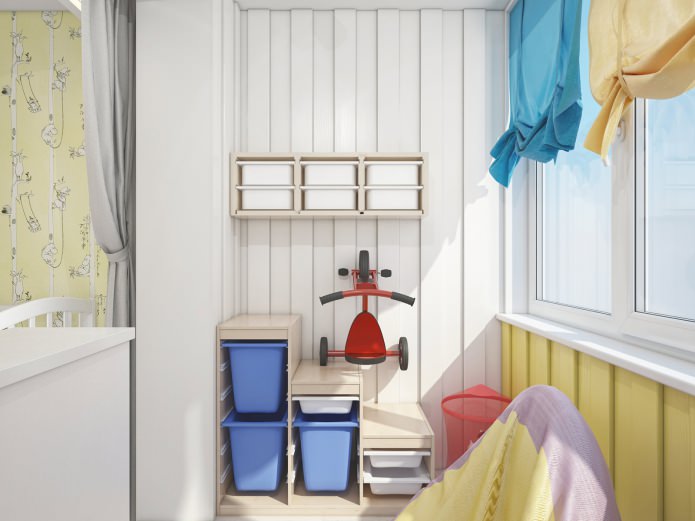 habitación de los niños combinada con una logia