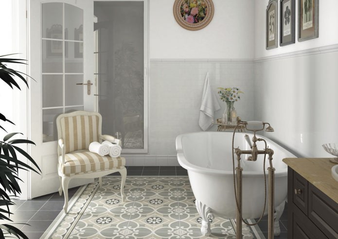 azulejos de baño de estilo rústico gris