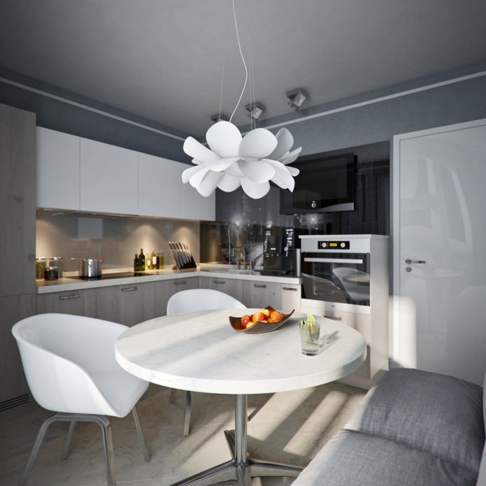 cocina en diseño de apartamento de 38 metros cuadrados. metro.