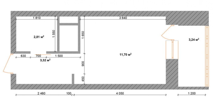 layout studio 18 sq. m