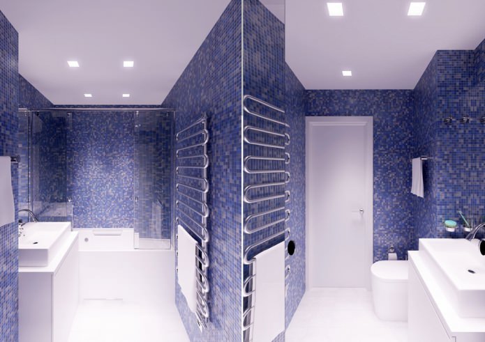 baño en colores blanco y azul