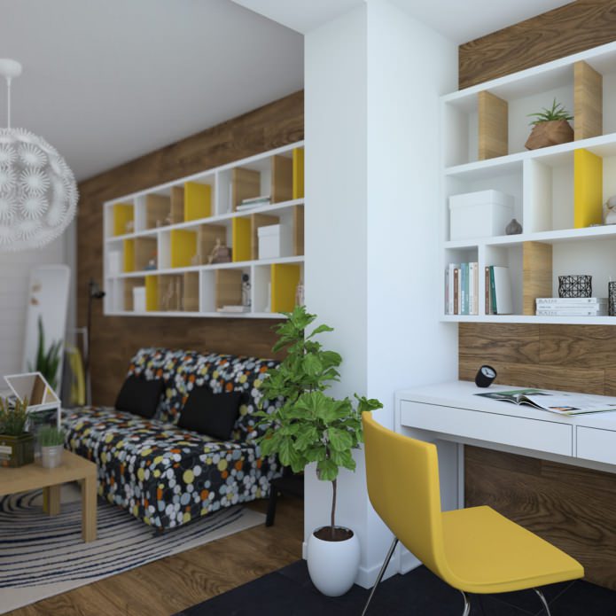 diseño de un apartamento de una habitación con logia