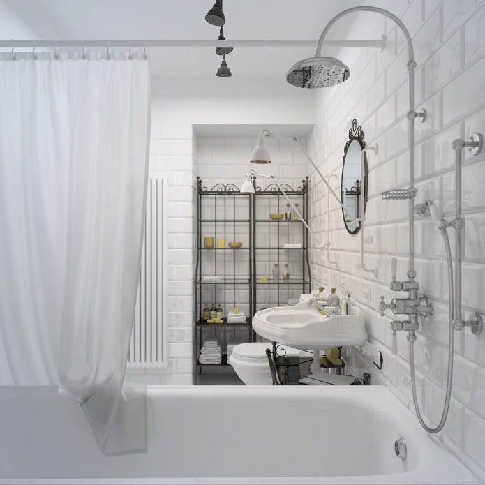 baño en blanco con azulejos de ladrillos