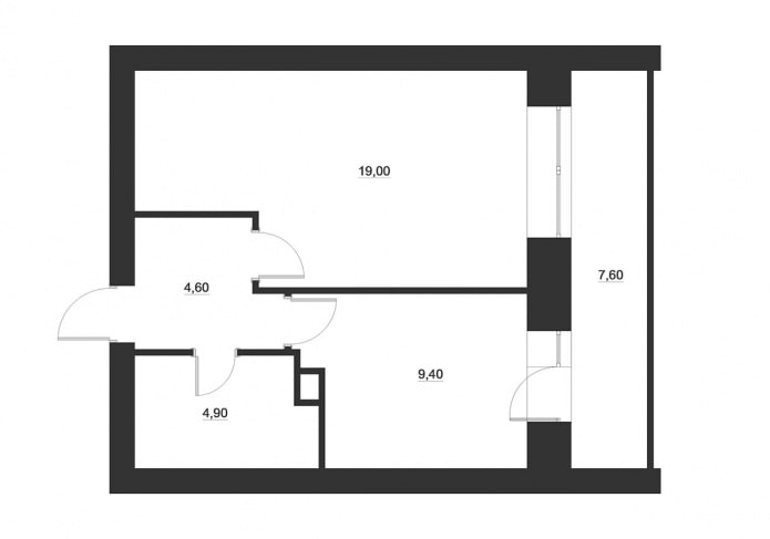 Diseño de un apartamento de una habitación con logia.