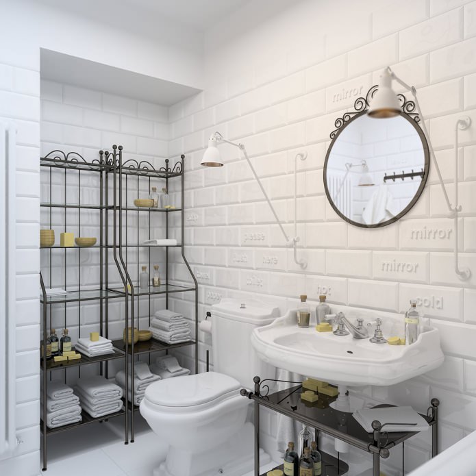 baño en blanco con azulejos de ladrillos