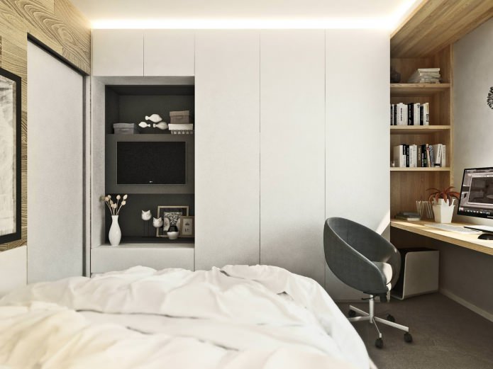 dormitorio en un proyecto de diseño de un apartamento de 3 habitaciones