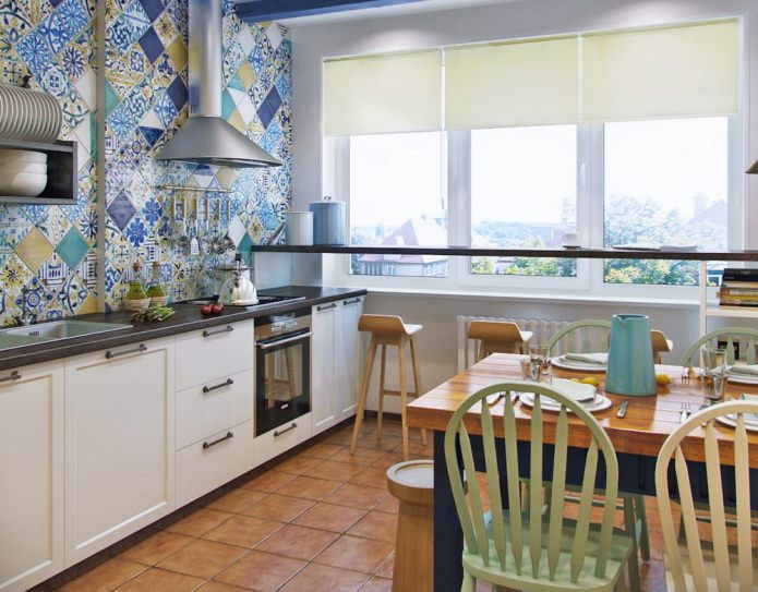 Azulejos de patchwork en la cocina