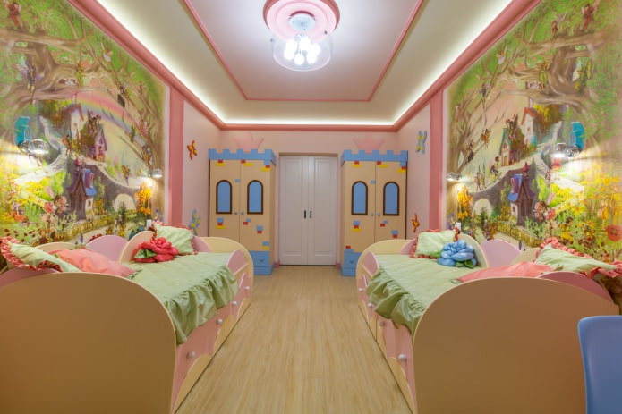 fotomurales en la habitación de los niños para una niña