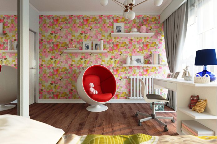 papel pintado original no tejido en la habitación de los niños