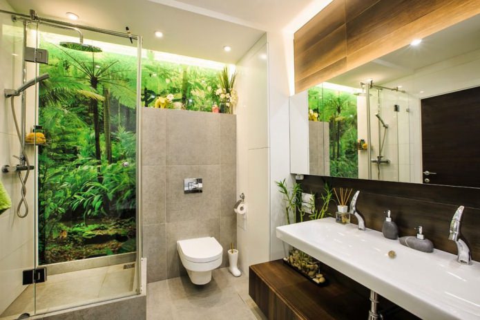 Eco-style sa isang modernong panloob na banyo