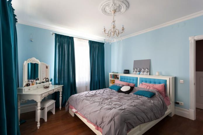 dormitorio en tonos azules