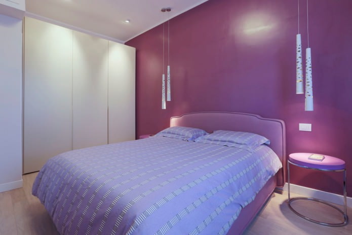 dormitorio morado minimalista