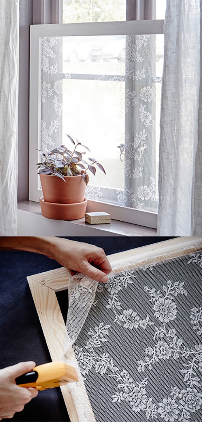 cortinas en el marco de la ventana en el país