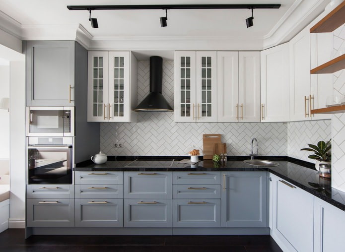 cocina de esquina en un apartamento de estilo americano