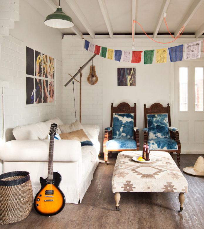 sala de estar de estilo boho