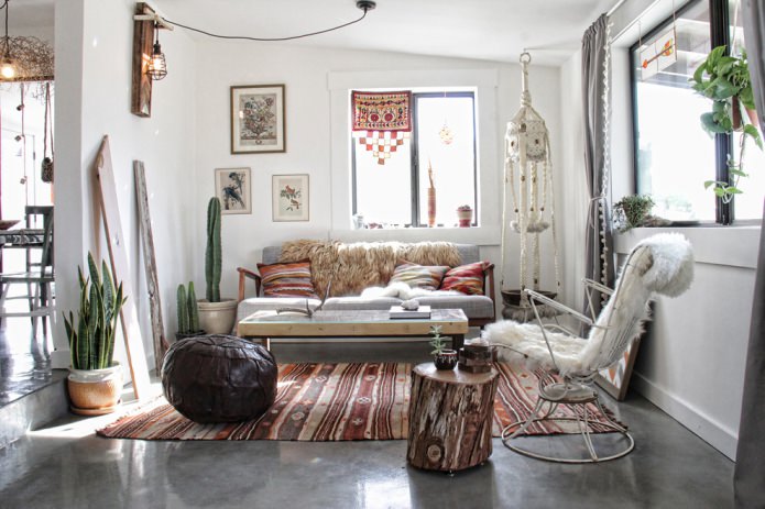 Salón estilo boho