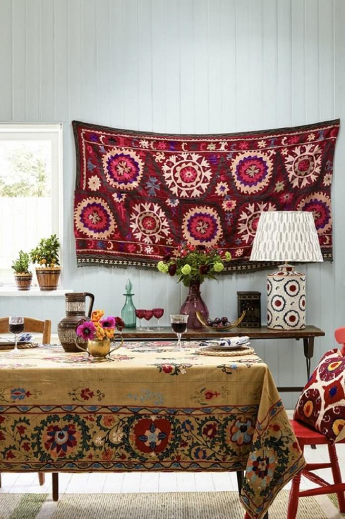 textiles de estilo boho