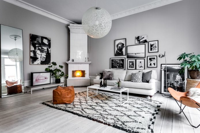 Estilo ng Scandinavian sa sala