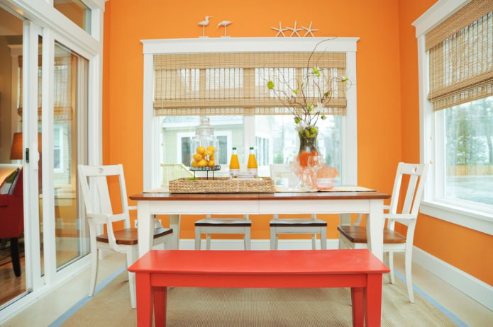 comedor en colores naranja