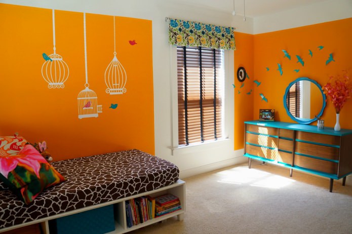 orange nursery na may turkesa accent