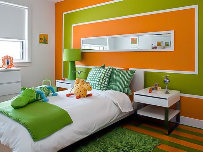 combinación de verde claro con naranja