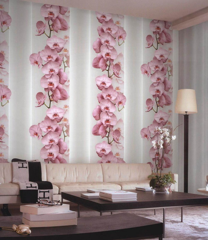 papel pintado con orquídeas en el interior