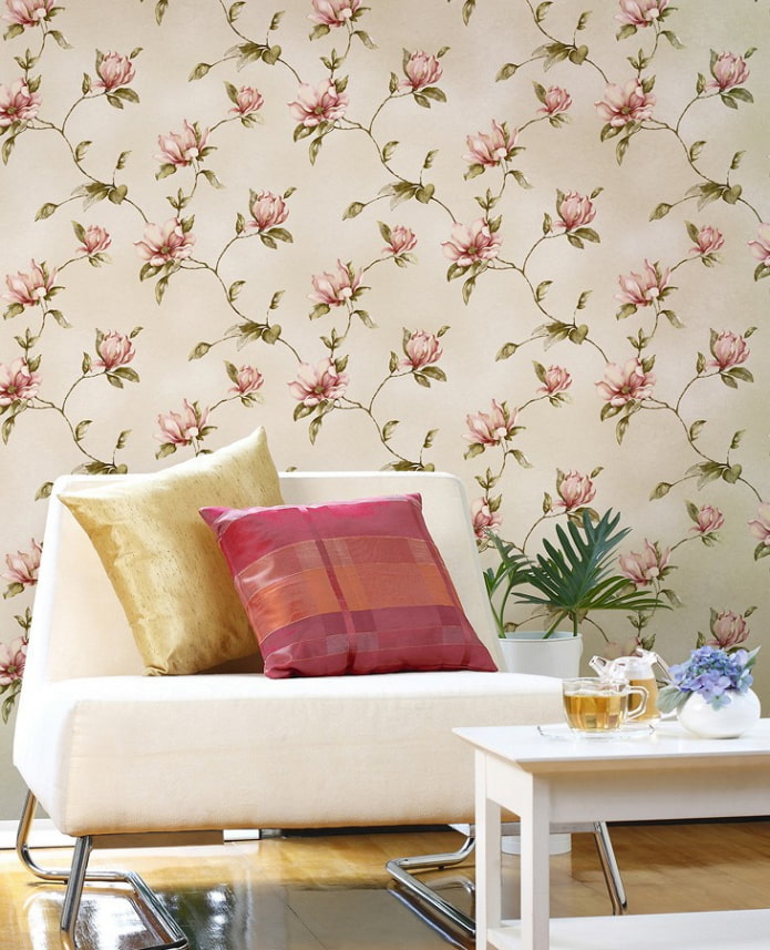 papel pintado con magnolia en el interior