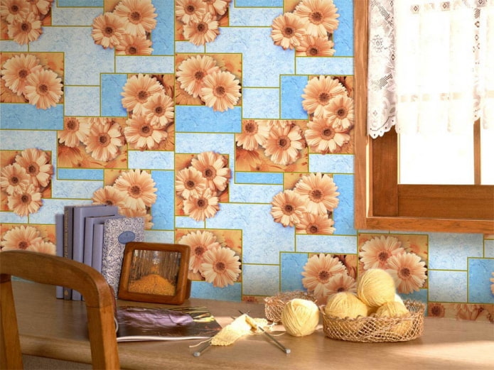 papel pintado con gerberas en el interior