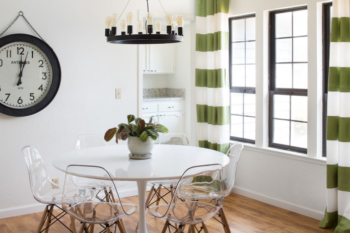 cortinas verdes con rayas blancas