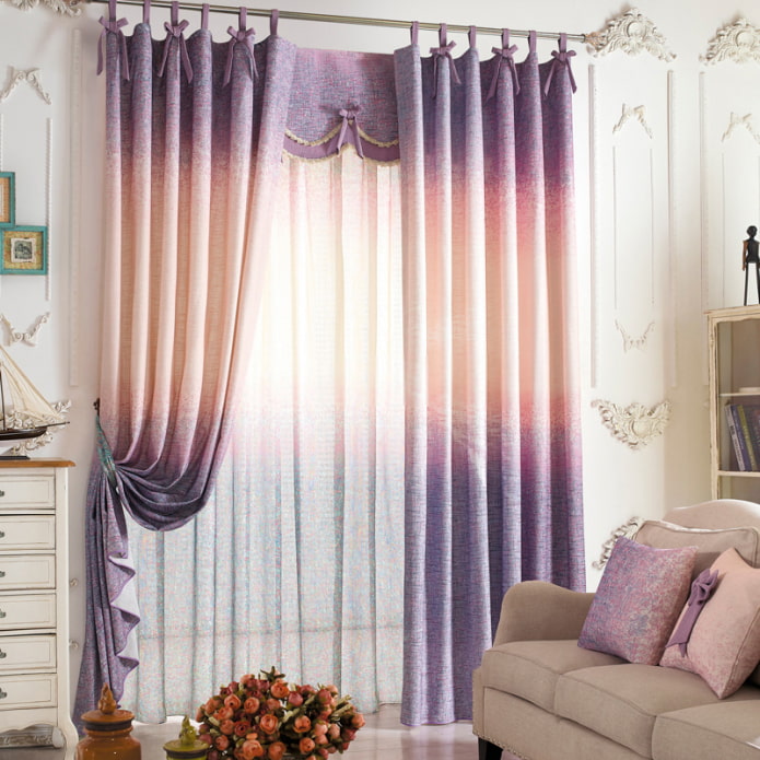 cortinas lila con efecto ombre