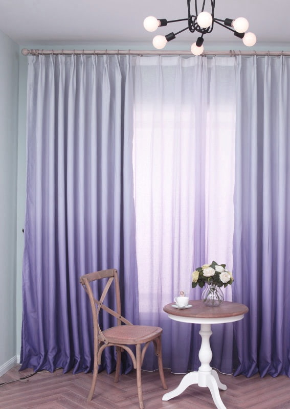 cortinas lila con efecto ombre