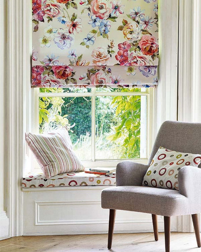 floral print roman blinds