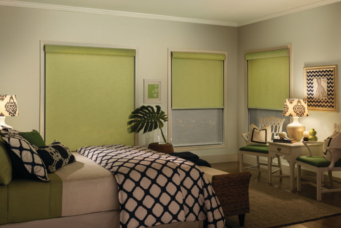 green roller blinds sa kwarto