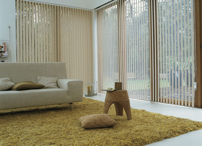 beige patayo slats sa sala