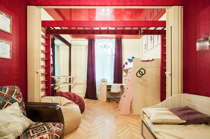 habitación infantil roja