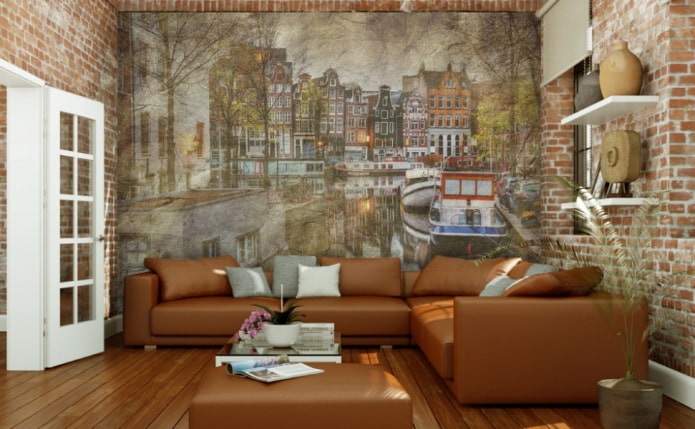 fotomural con la imagen de Amsterdam en el salón