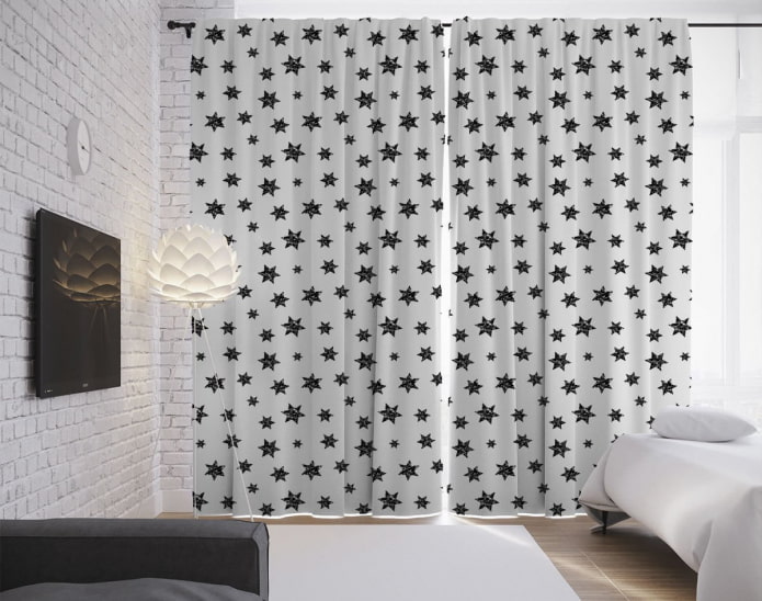 cortinas de noche con imágenes de estrellas