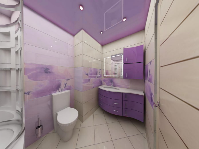 techo morado en el baño