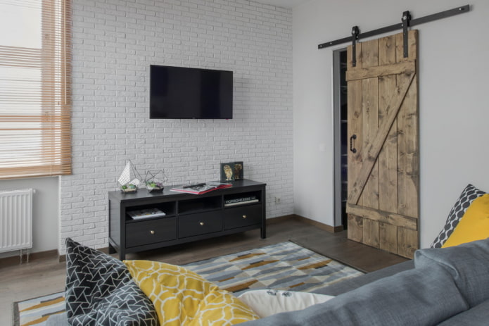 puertas de granero en un interior estilo loft