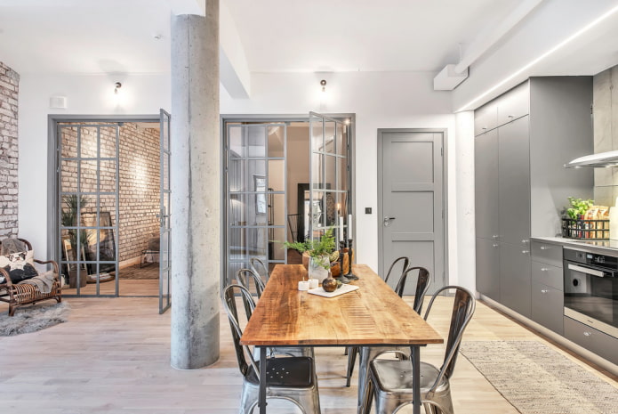 puertas grises en estilo loft