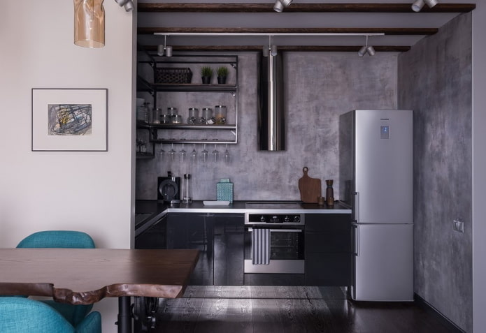 cocina en un nicho sin ventana en el interior